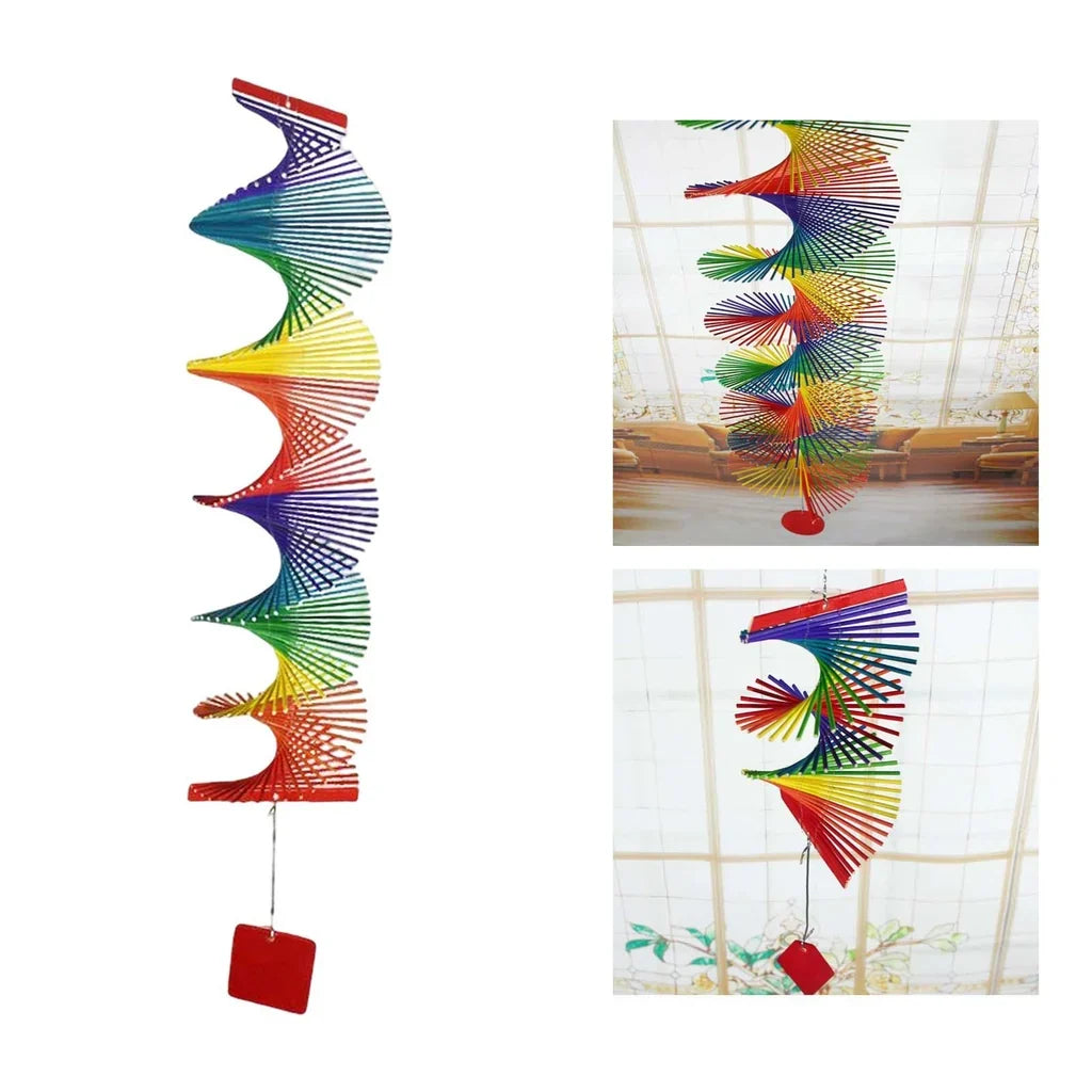 MakeEyes Rainbow Spiral Wind Spinner – Colorful Wooden Hanging Decor for Porch, Window & Garden