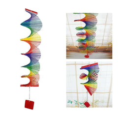 MakeEyes Rainbow Spiral Wind Spinner – Colorful Wooden Hanging Decor for Porch, Window & Garden