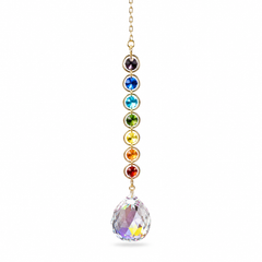 MakeEyes™ Crystal Rainbow Suncatcher – Hanging Prism Window Decor with Crystal Beads