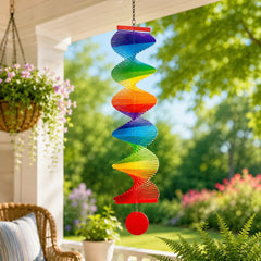 MakeEyes Rainbow Spiral Wind Spinner – Colorful Wooden Hanging Decor for Porch, Window & Garden
