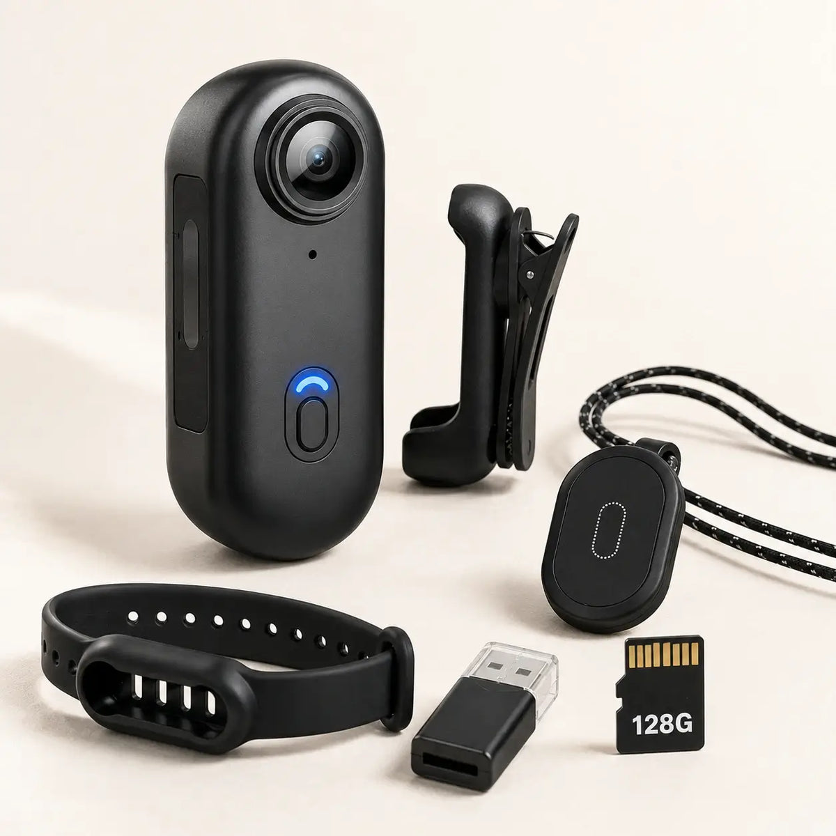1080P Mini Wearable Action Camera with 128GB Card & Mounting Kit