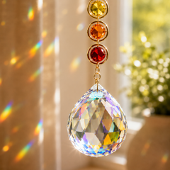 MakeEyes™ Crystal Rainbow Suncatcher – Hanging Prism Window Decor with Crystal Beads