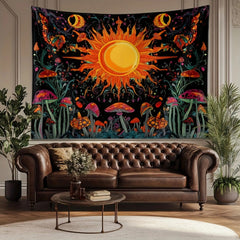 Embroidered Star & Moon Tapestry – Constellation Wall Hanging