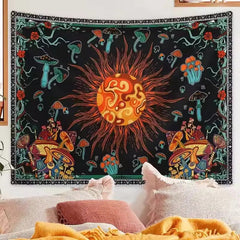 Embroidered Star & Moon Tapestry – Constellation Wall Hanging