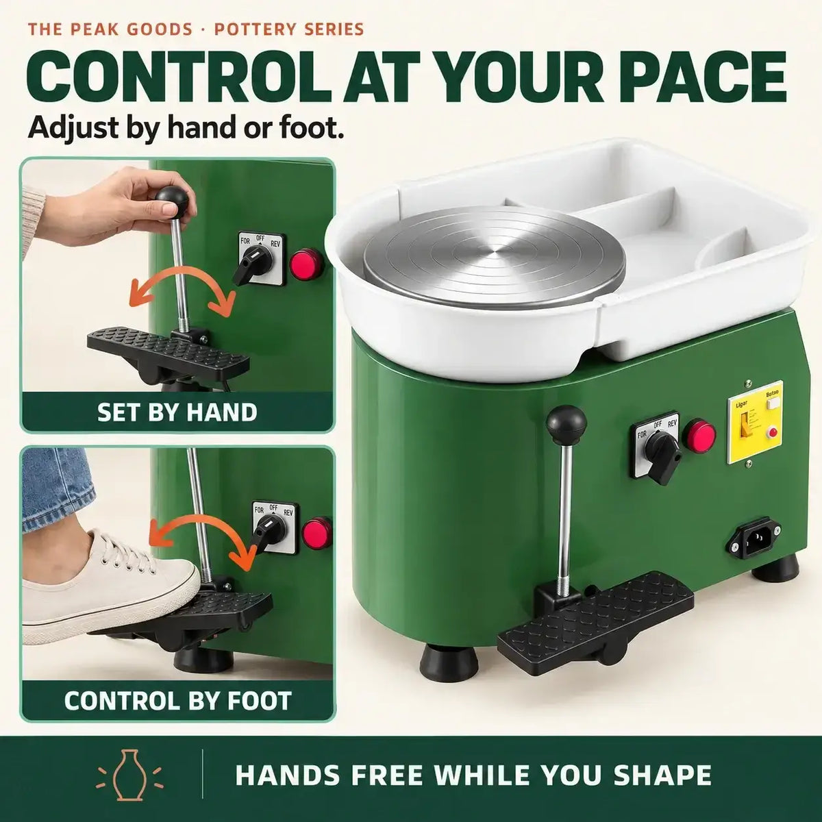 350W Electric Pottery Wheel for Adults & Beginners – 25cm Turntable with Foot Pedal