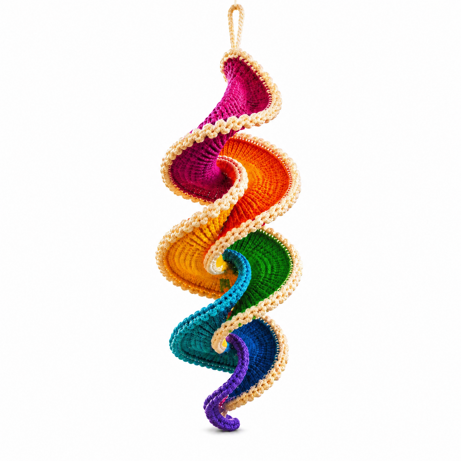 Rainbow Spiral Crochet Pattern – Hanging Wind Spinner PDF | Instant Download