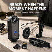 1080P Mini Wearable Action Camera with 128GB Card & Mounting Kit