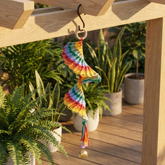 Boho Rainbow Macramé Hanging Bell – Handmade Wall Décor