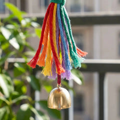 Boho Rainbow Macramé Hanging Bell – Handmade Wall Décor