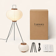Lumora™ Japandi Rice Paper Floor Lamp – Japanese Inspired LED Paper Lantern Standing Lamp for Living Room, Bedroom & Modern Home Decor