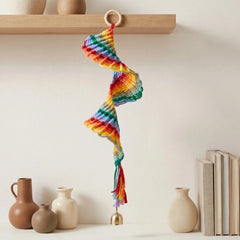 Boho Rainbow Macramé Hanging Bell – Handmade Wall Décor