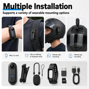 1080P Mini Wearable Action Camera with 128GB Card & Mounting Kit